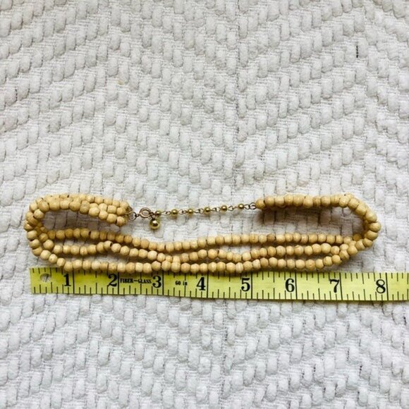 Three-Strand Wooden Beaded Choker Necklace - Picture 2 of 4